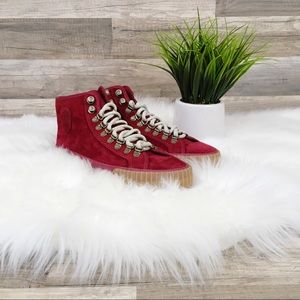 PF Flyer’s Women’s Red Suede Hightop Sneakers